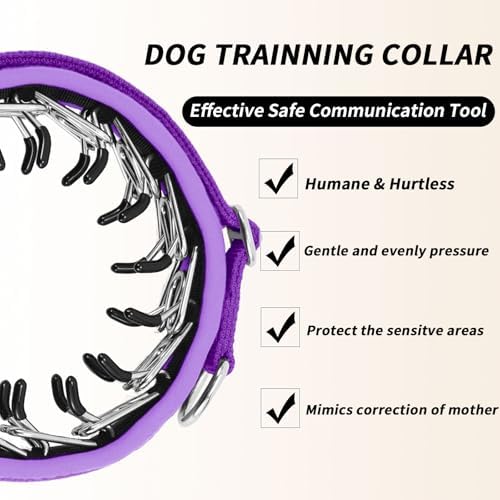 No Pull Martingale Dog Collar for Large Medium Small Dogs, Heavy Duty Nylon Reflective Adjustable Anti Pull Slip Collar with Buckle for Training Walking S Purple