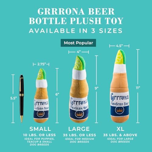 Haute Diggity Dog Grrrona Beer Bottle Plush Dog Toy, Drink Parody Chew Toys