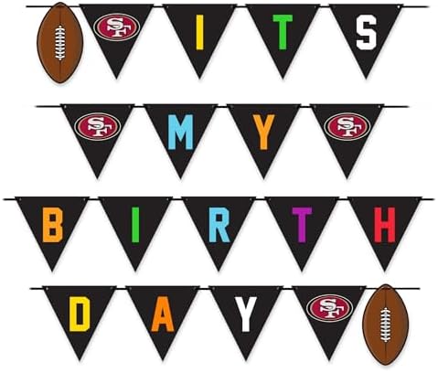 NFL San Francisco 49ers Birthday Party Banner Licensed Football Team Dog & Cat Birthday Decoration, NFL Dog Birthday Party Set and Costume, Football Fan Pet Party Supplies, Team-Themed Pawty Celebration Backdrop for Birthday Photos