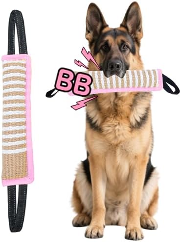 Clysoru Squeaky Tug Toy for Dogs Jute with 2 Strong Handles Lasting Training Equipment Puppy to Large Dog Interactive Toys of War Pull Indestructible Rope Pet Crinkle Teething