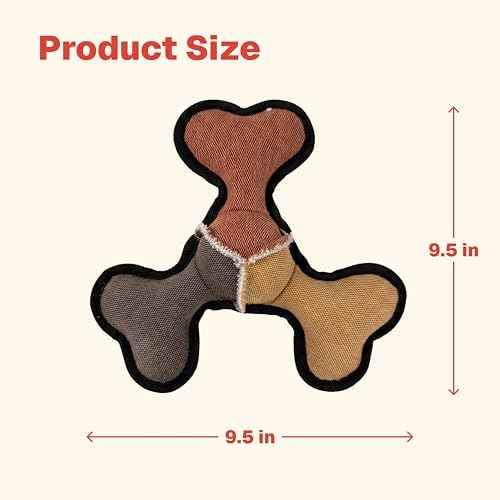 Selly's Den Durable Dog Toy with Squeaker, 3 Layer Tough Fabric Chew Toy, Reinforced Interactive Fetch Toy, 9.5 Inches
