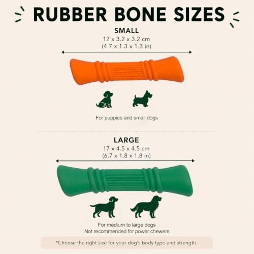 Green Sheep Enrichment Dog Bone for Medium to Large Dogs, Natural Rubber Treat Dispensing Chew Toy with Textured Surface for Mental Stimulation & Dental Support, Interactive Dog Toys