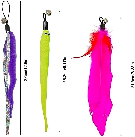 DLAND Cat Wand Toy Refill - 20pcs Universal Feather & Streamer Replacement for Interactive Play