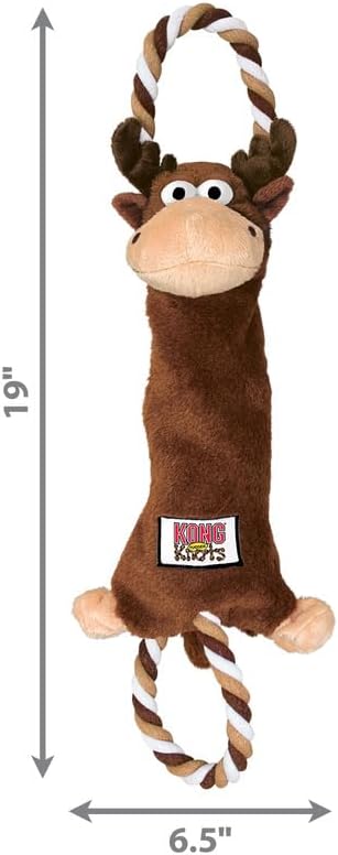 KONG - Tugger Knots Moose - Tug of War Dog Toy, Minimal Stuffing and Looped Ropes for added Strength - For Medium/Large Dogs