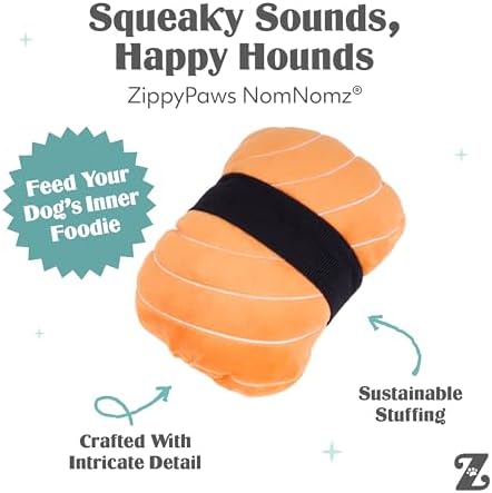ZippyPaws NomNomz Dog Squeaky Toys to Keep Them Busy, Pet Products - Sushi