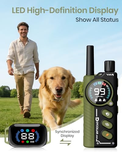 2-in-1 Bark & Shock Collar - Color Screen Dog Training Collar with Beep/Vibration/Shock/Anti Bark 4 Modes, 3300FT E Collar with Remote for Small Medium Large Dogs, IP67 Waterproof Rechargeable