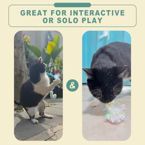 Interactive Catnip Toys for Indoor Cats, Silvervine Sticks for Cats & Cat Chew Rope Toy for Teeth Cleaning, Cat Crinkle Balls for Kitten Training and Play, Cat Toys Set for All Breeds 8Pack