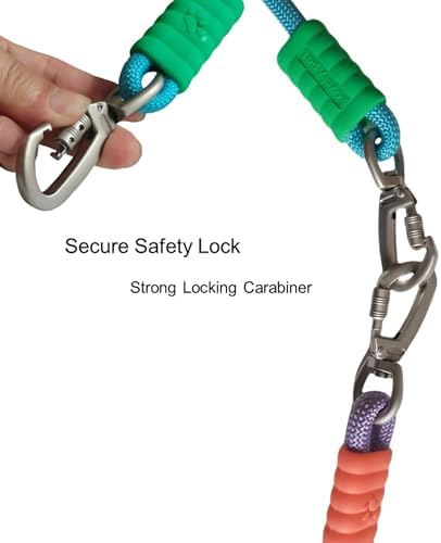 5ft Pink Hands Free Dog Leash & Premium Adjustable Collar Set - Bungee Waist/Crossbody Leash with Safety Lock, Rose Gold Buckle, Smart ID Ring - Durable Nylon & Twill for Small to Mediu Dogs