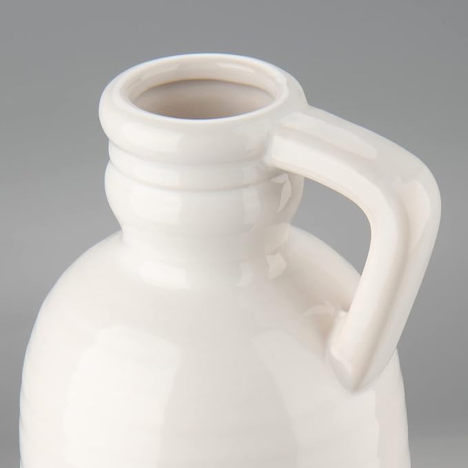 12.5" White Ceramic Vase for Home Decor Large Decorative Vase Boho Pottery Bud Vase for Flowers Rustic Farmhouse Tall Single Flower Vase for Centerpieces Pampas Grass