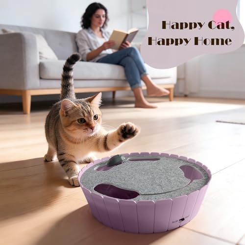 Pawaboo Interactive Cat Toy with Running Mouse, Automatic Track Kitten Toy | Electronic Motion Cat Toy for Indoor Cats, Pop and Play Hide Seek Cats Toys Hunting Mouse for Kitty Play Exercise, Purple