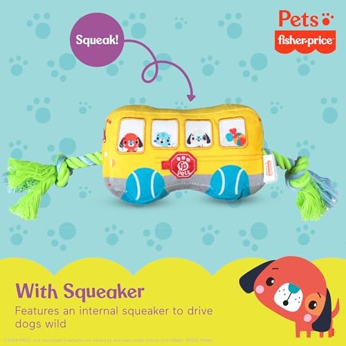 Fisher Price School Bus Rope Dog Toy