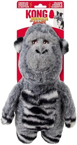 KONG Jungle Jamz Plush Dog Toys – Squeaky, Crinkly, and Rattling Durable Toys for Dogs – Safari Animal Collection (Gorilla/Elephant/Rhino Combo)