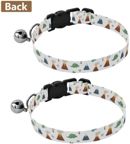 2 Pack Dog Collar Cute Cartoon Dinosaurs Puppy Collar with Bell, Adjustable 10.6 to 17.1 Inches