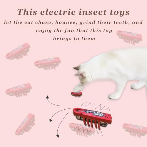 Cat Bug Toy, Cat Toys for Indoor Cats, Moving Electric Interactive Cat Toy to Kill Time and Keep Fit Automatic Cat Toy for Swatting Biting Hunting Kitten Toys, 2pcs