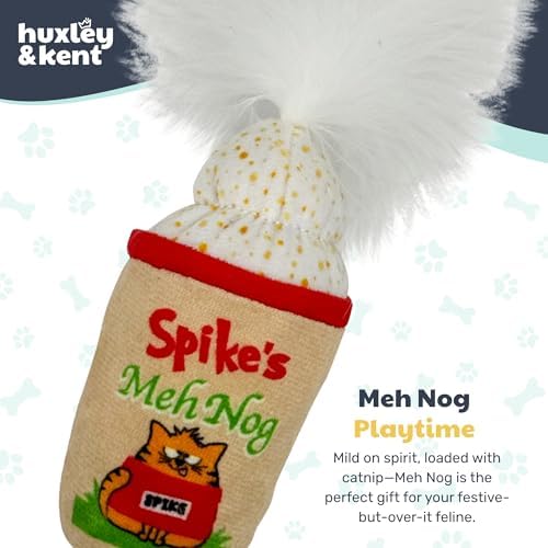 Huxley & Kent Plush Crinkle Catnip Cat Toy, Meh Nog