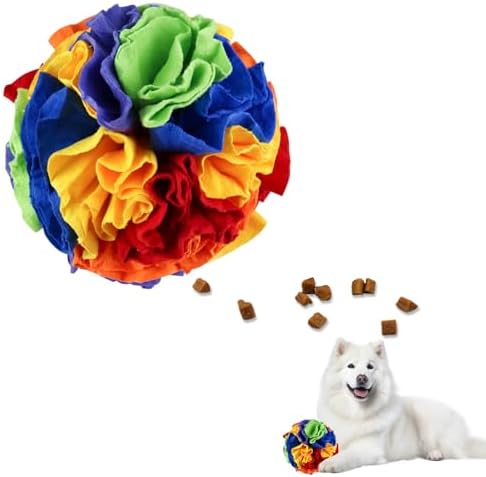 Andiker 5.9" Snuffle Ball for Dogs, Plush Colorful Interactive Snuffle Ball Hide Treat Dog Puzzle Toy for Relieving Boredom and Training Machine Washable Dog Balls for Small Dogs (Colorful, L)