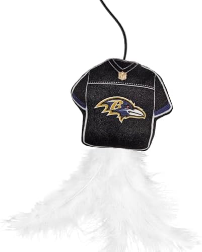 Pets First NFL Baltimore Ravens Team Jersey Wand with CAT NIP, Cat Toy Jersey Shaped Plush Teaser Toy for Cats & Kittens - Interactive Pet Toy for Play & Exercise