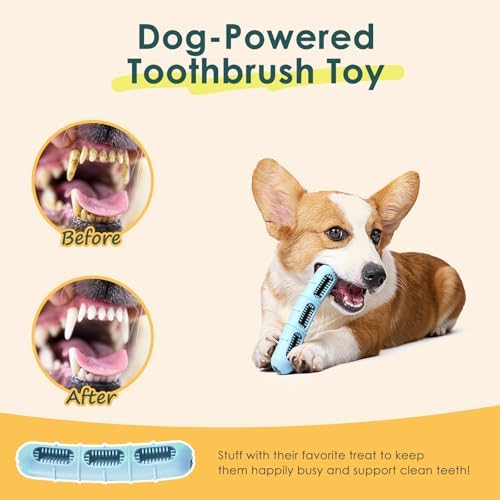 Bite and Brush Dog Chew Toys 3-Pack Dental Chew Toy with Bristles
