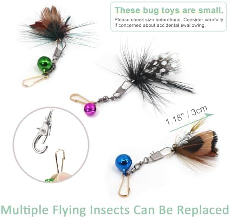 SONGWAY Cat Toy Wand Replacement - 10 Pieces Insect Butterfly Cat Toys, Cat Feather Toy Refills, Cat Teaser Wand Attachments, Interactive Cat Toys for Indoor Cats