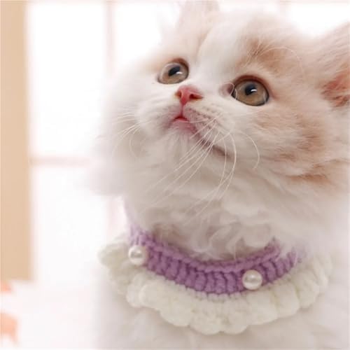 Pet Collars Handmade Knitted Pet Scarf Collar Wool Crochet Bandana for Cat Kitten
