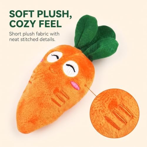3 Pcs Orange Soft Puppy Pet Supplies Cute Carrot Plush Chew Squeaker Sound Squeaky Toys for Dog Cat Birthday Xmas Gifts