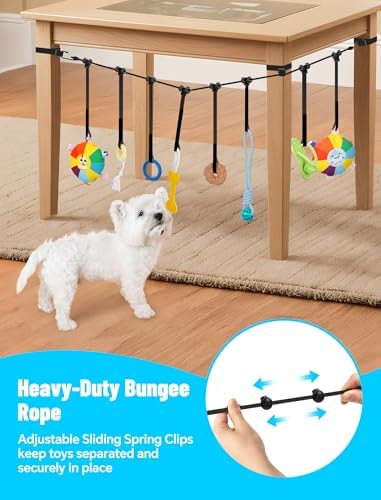 ZooZoo Puppy Play Gym, 8 Hanging Toys, Small Dogs, Teething, Adjustable