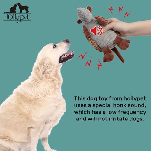 Hollypet Armadillo Squeaky Puppy Dog Toys for Small Medium Dogs, 8"