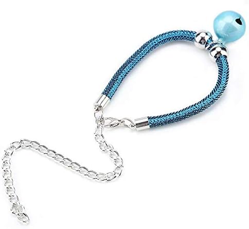 Japanese Pets Cat Collar Adjustable Kitty Kitten Necktie Nylon Necklace Grooming Accessories Pet Supplies with Bell Extension Chain for Wedding Party Birthdays Photoshot (Blue)