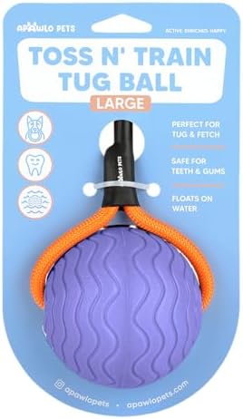 Dog Ball Toy with Rope, Durable EVA Foam Floating Dog Toy, Interactive Fetch & Toss n’ Train Tug Ball for Dogs, Bouncy Pet Ball for Outdoor Indoor Play - Purple, Large