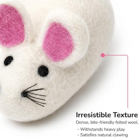 Glaciart One XXL Felt Mouse Cat Toy – 6” Body + 98” Tail – Large Cat Enrichment Toy – 100% Natural Wool with Catnip – Interactive Teaser for Big Cats – Safe Non-AZO Dyes