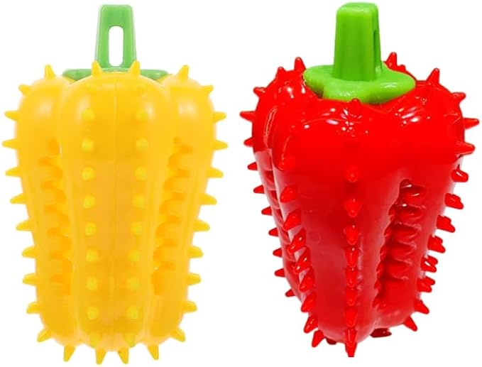 UPKOCH Dog Treat Dispenser Balls Chili Pepper Shaped Pet Feeding Toy for Teeth Cleaning Scent Stimulation Self-Entertainment 2 Pack 4.33 X 2.55 X 2.55 in
