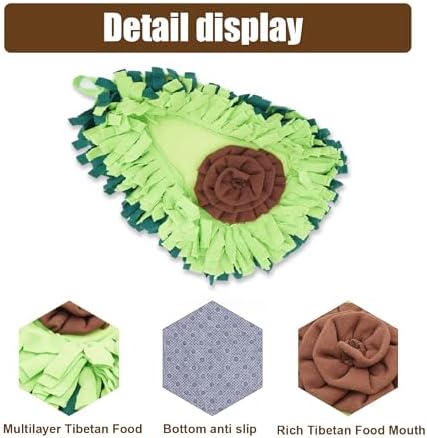 Avocado Snuffle Mat for Dogs, Slow Feeder Enrichment Toy, Anti-Slip Bottom, Machine Washable, 15 x 19 Inches, for All Dog Sizes (Green/Gray)