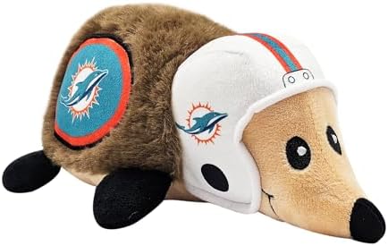 NFL Miami Dolphins Plush Hedgehog Toy for Dogs & Cats, Cool Soft Pet Toy for Fun and Interactive Play, Dog Chew Toy with Squeaker, Licensed Hot Pet Toy