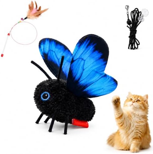 Smart Sensing Flapping Butterfly Cat Toy, Interactive Fluttering Pet Toy，Blue