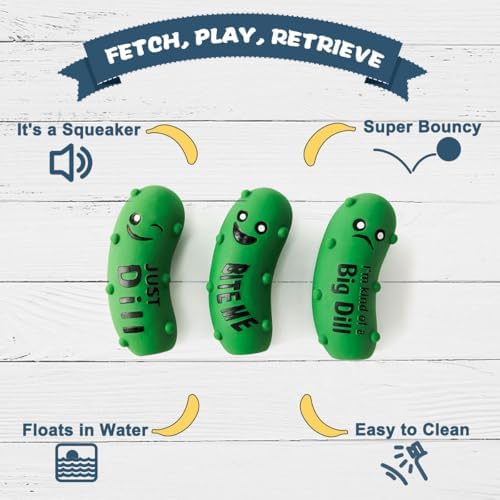 Squeaky Dog Toys, Soft Latex Rubber Squeaky Ball for Small Dogs Puppies, Cute Bounce Squeak Crunchy Pickle Pet Dog Toy