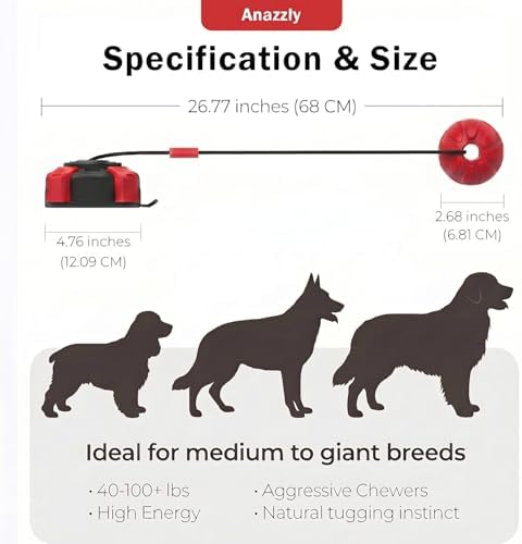 Interactive Dog Tug Toy, stim Teeth chew Toy for Dogs Solo Play-red