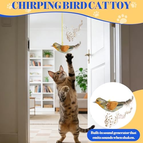 Cat Toys Interactive,3 Pcs Kitten Hanging Toys for Indoor Cats,Flying Bird Toy,Door Frame Cat String Toy for Bored Indoor Adult Cats