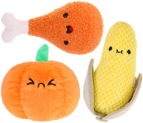 PUPTECK Thanksgiving Dog Squeaky Chew Toys 3 Pack