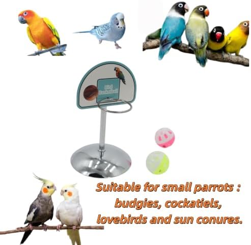 Fosrion Parrot Basketball Hoop Toy Set - Training Hoop with 2 Bird Balls Parrots (Small + Clicker)