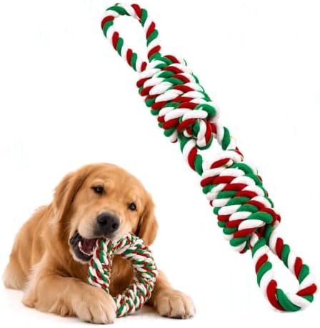 Heavy Duty Dog Rope Toys, Thick Braided Tug Toy for Small Medium Large Dogs (Red and Green, Large)