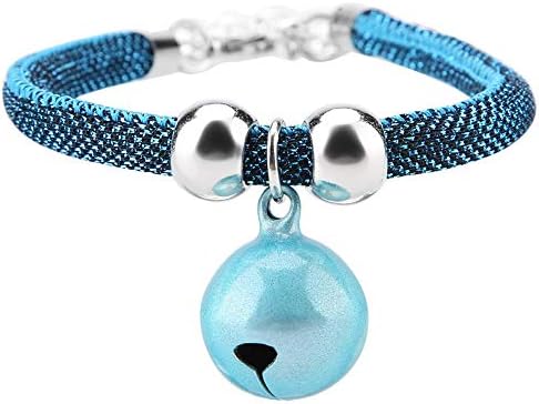 Japanese Pets Cat Collar Adjustable Kitty Kitten Necktie Nylon Necklace Grooming Accessories Pet Supplies with Bell Extension Chain for Wedding Party Birthdays Photoshot (Blue)