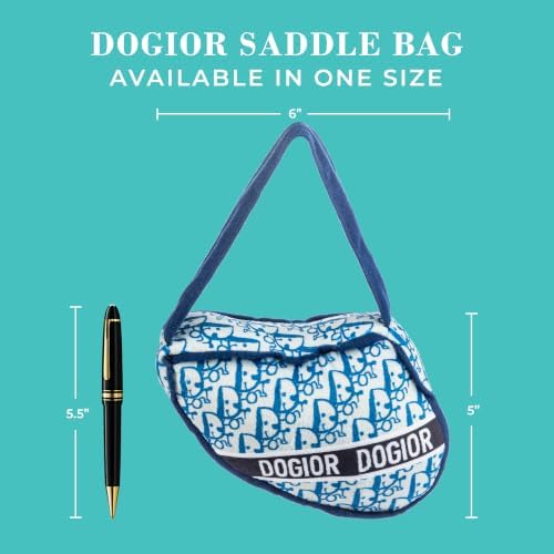 Haute Diggity Dog Dogior Saddle Bag Squeaky Plush Dog Toy, Navy