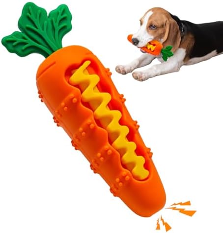 Durable Carrot Dog Toy, Silicone Treat Dispensing Chew Toy