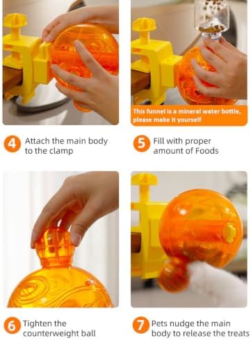 Dog Treat Dispenser, Interactive Feeder Toy, with Adjustable Clamp