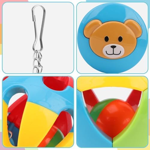 Hypeety Parrot Ball Toy Plastic Colorful Bird Chew Ball with Bells for Cage