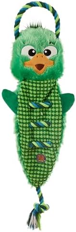 Outward Hound Ropiez Rope Interactive Dog Tug Toy for Tugging Squeaky Fun, 23.6 Inch Mallard, Green, Large
