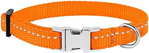 Reflective Dog Collar, Quick-Release Buckle (Orange, 7-11 Inch)