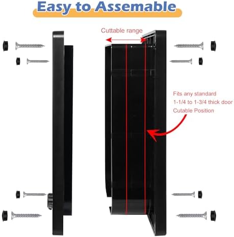 Wordcam Cat Door for Interior/Exterior Door, Sturdy ABS Frame, Large, Black