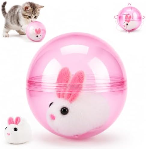 Self-Rolling Interactive Cat Ball,Realistic Animal Automatic Moving Toy,Hamster Running Rolling Ball,360° Rolling Spin Moving Cat Ball Fun Indoor Interactive Pet Ball for Cats Dogs Chasing (Pink)