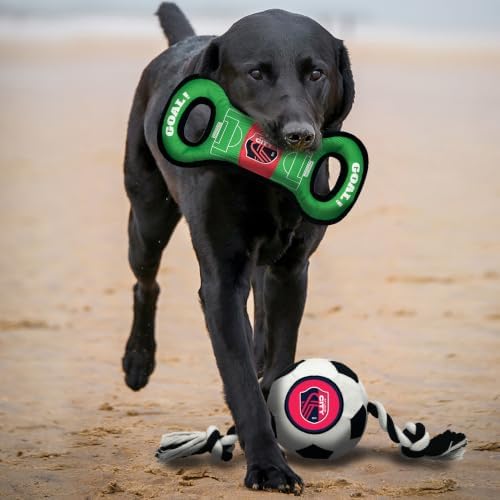 Pets First MLS St Louis SC Soccer Field Tug Toy & Soccer Ball Rope Toy Set for Dogs - Officially Licensed Interactive Squeaky Rope Fetch & Chew Toys with Team Logo